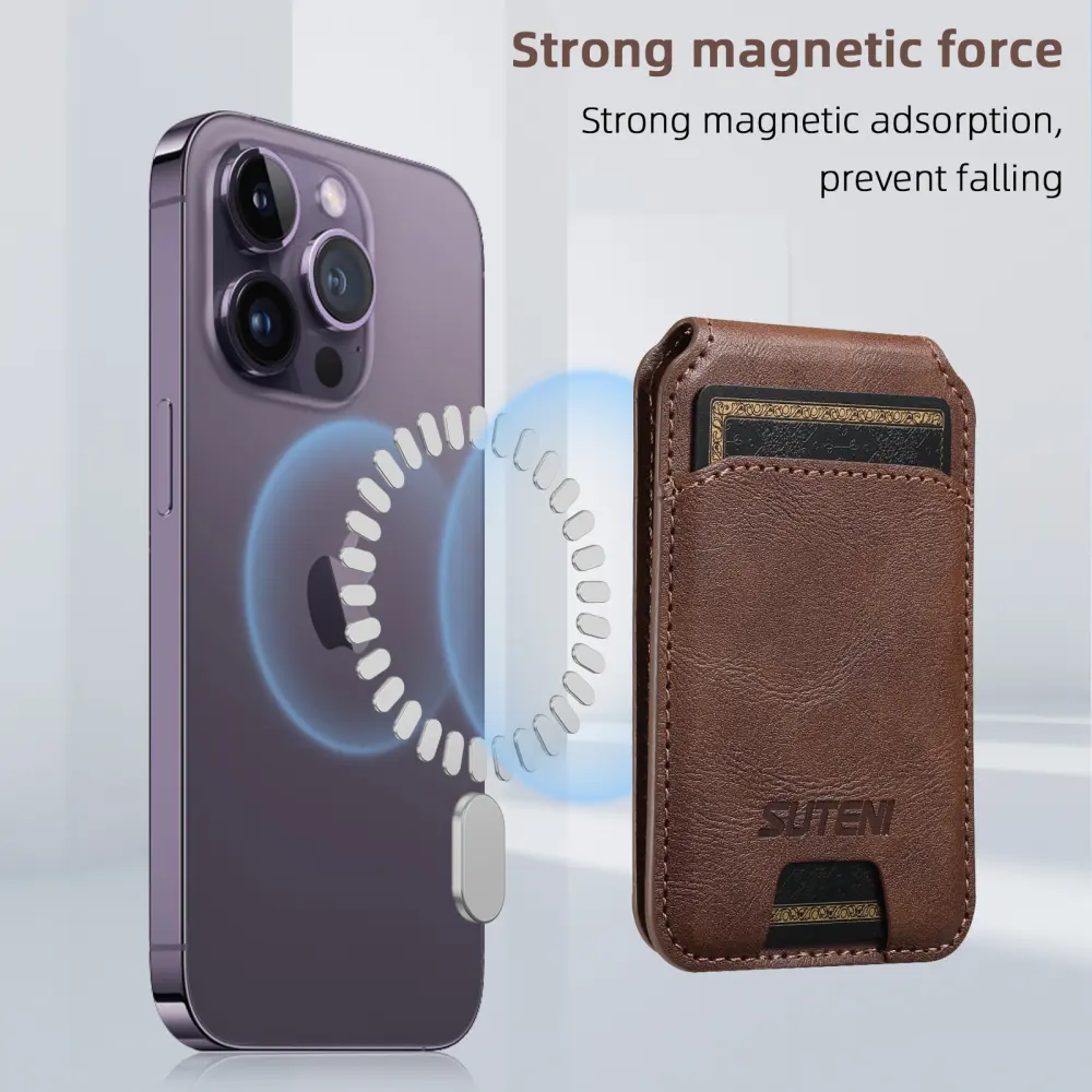 Android Universal Phone Magnetic Card Holder MagSafe Ring PU