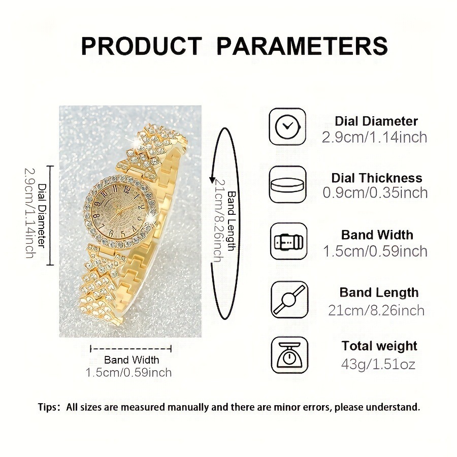 Womens Diamond-encrusted Watch And Bracelet Set