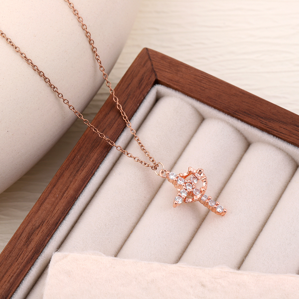 Rotatable Crown Cross Necklace For Women Unique, Niche, And Personalized Style