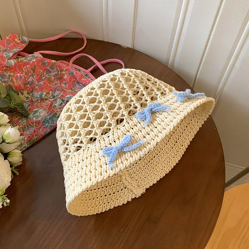 Spring Sweet Hollow Bow Straw Hat Women's Summer