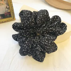 Women's Retro Minority Floral Hair Rope - Dotted Black - View 1