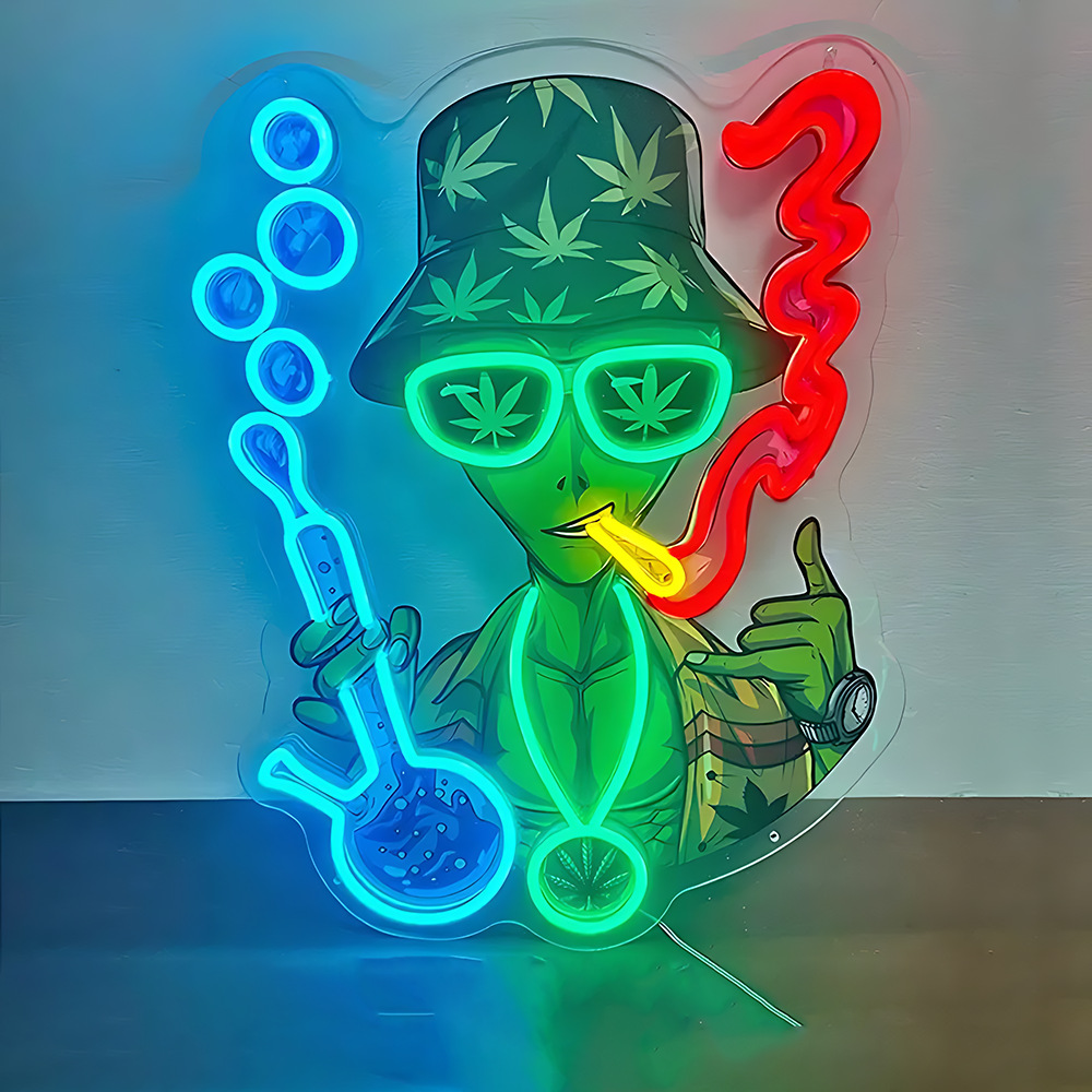Printed Neon Light Smoking Monkey LED Astronaut Neon Light