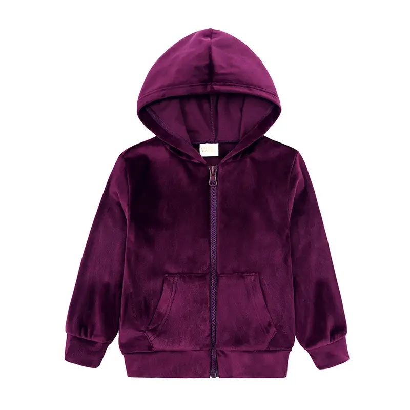 Children's Gold Velvet Long Sleeved Hoodie And Pants Set