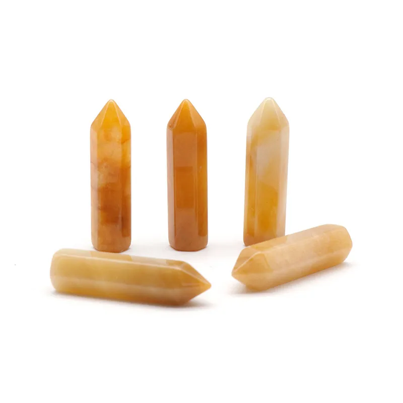 Natural Crystal Agate Jade Single Tip Hexagon Prism Duckpin Tigereye Green - Topaz Single