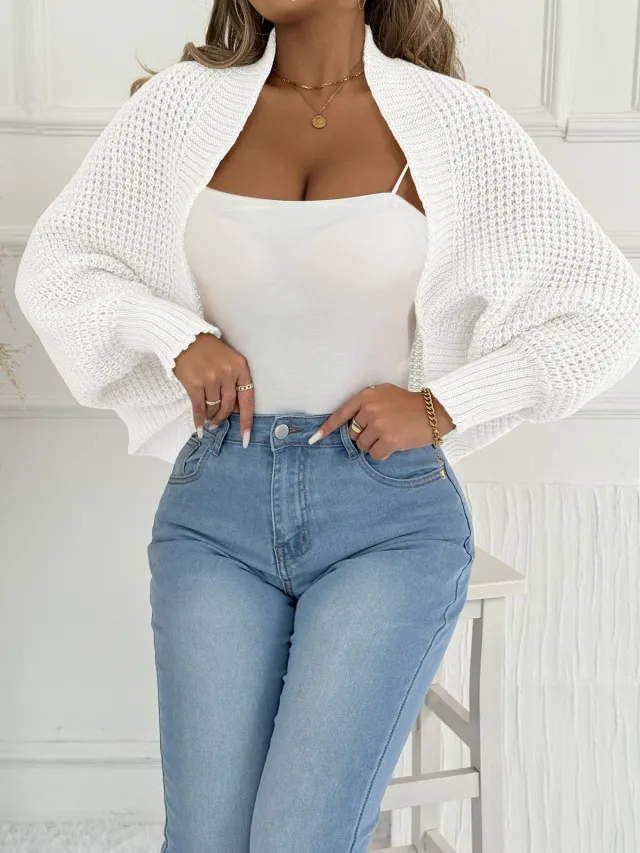 Women's Cardigan Short Coat Shawl Irregular Sweater White - Shop at LoveMi