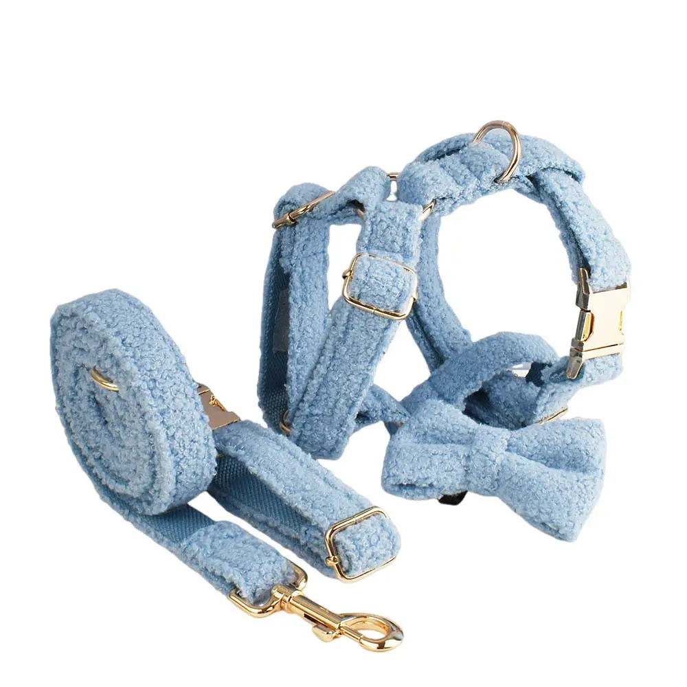 Blue Teddy Bear Dog Breast Collar Pet