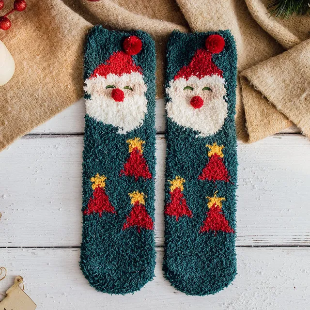 Fashion Floor Non slip Christmas Socks Bottom Santa Claus Head - Shop at LoveMi