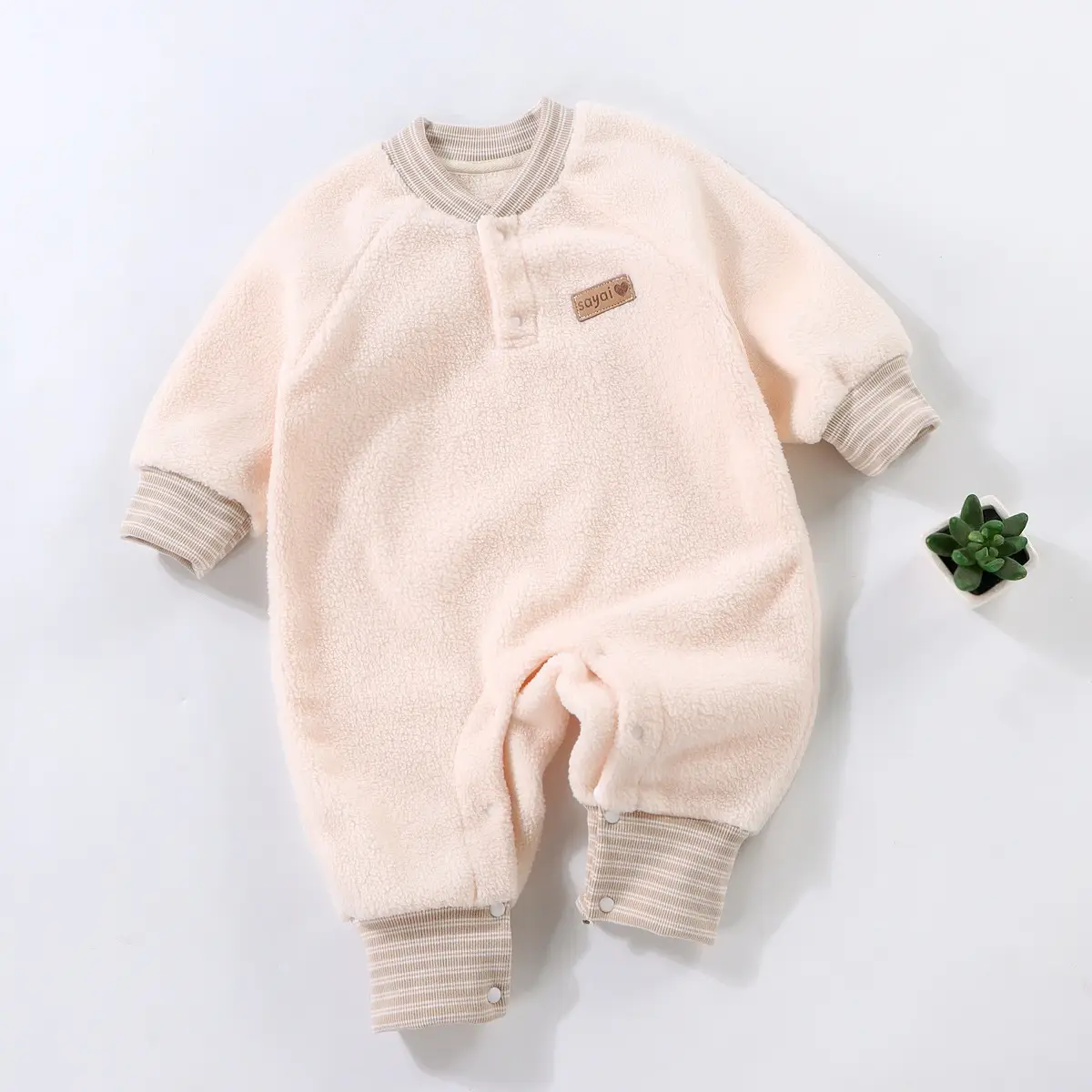 Cloud Velvet Long-sleeved Thickened Warm One-piece Romper Home Wear