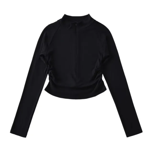 New Stand Collar Half Zip Slim Bottoming Shirt Black - Shop at LoveMi