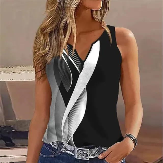 V neck Buttons Sleeveless 3D Digital Casual Loose Vest G45Z1471 L - Shop at LoveMi