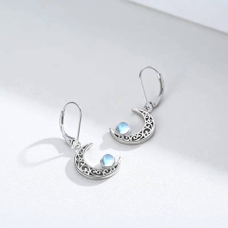 925 Tremella, A Kind Of Semi-transparent White Fungus Ring European Moonstone Eardrops Hollow Out