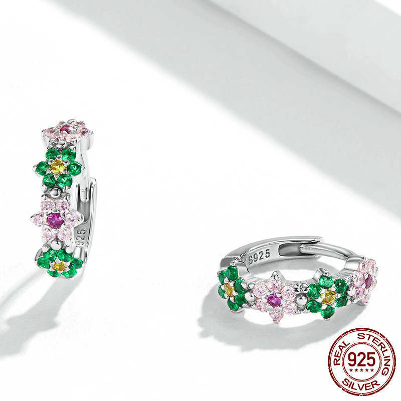 Sterling Silver Exquisite Flower S925 Earrings