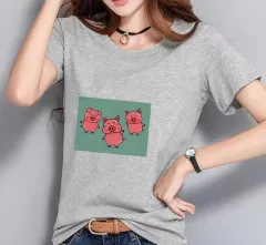 Fashionable Loose Printed Top For Women - Grey - View 1