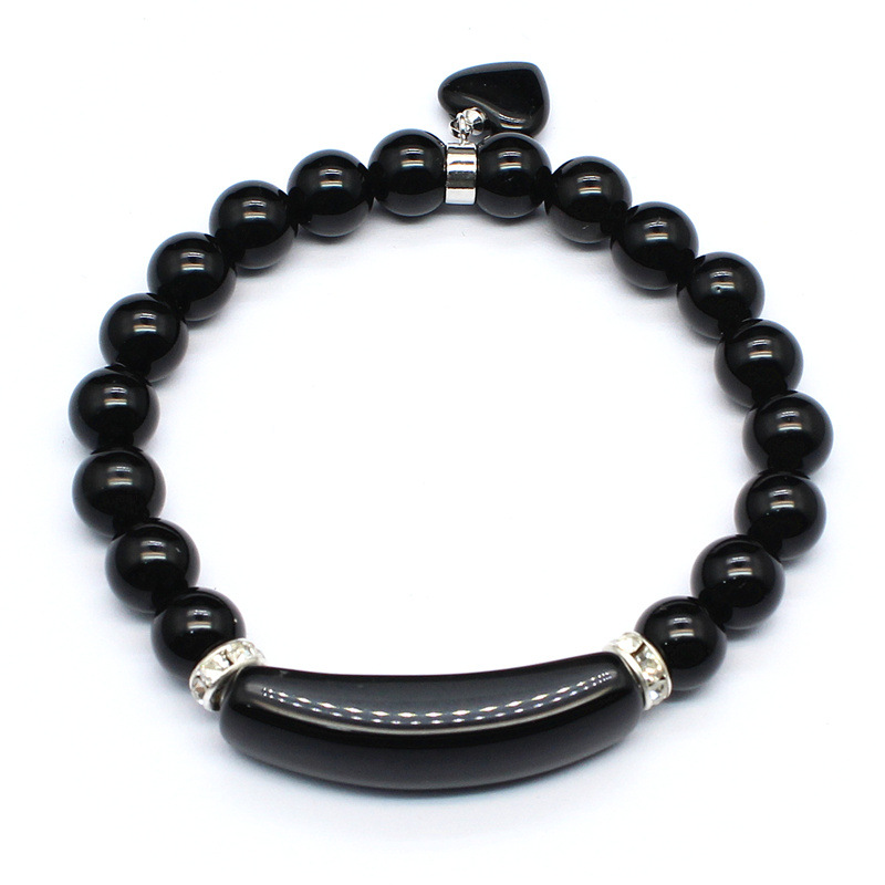Heart-shaped Electroplated Crystal Stone Beads Bracelet