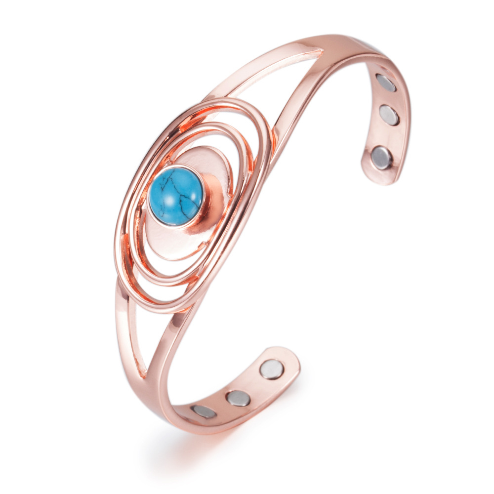 Three-layer Circular Magnetic Red Copper Bracelet