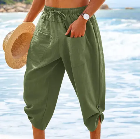 Mens Summer Linen Beach Shorts