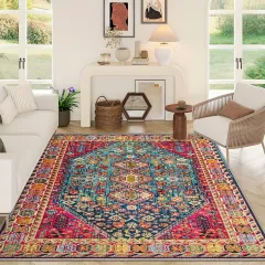 Living Room Carpet Full Coverage Sofa Blanket Home Large Living Room Water-absorbing Coffee Table Rug - Retro Persian 12 - View 1