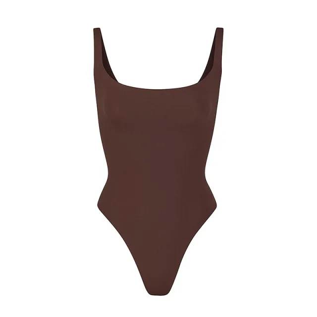 Double layer High Elastic Fabric Belly Contracting Jumpsuit Sling Corset Brown - Shop at LoveMi