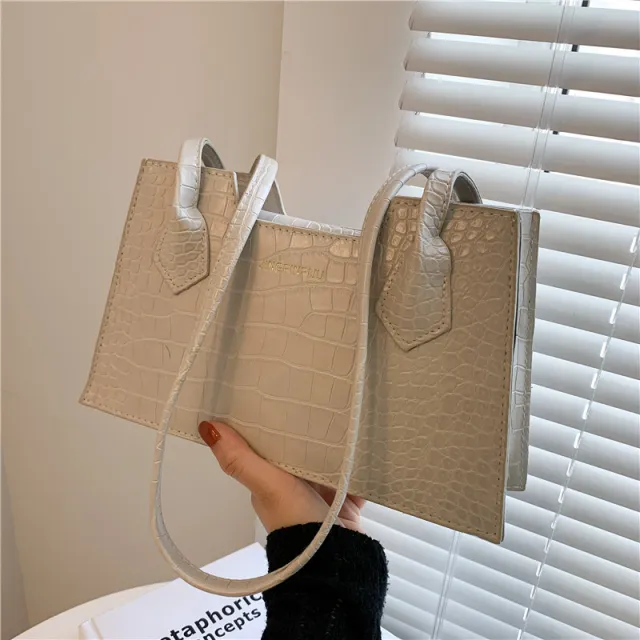 Spring And Summer New Fashion Shoulder Portable Small Square Bag Grey - Shop at LoveMi