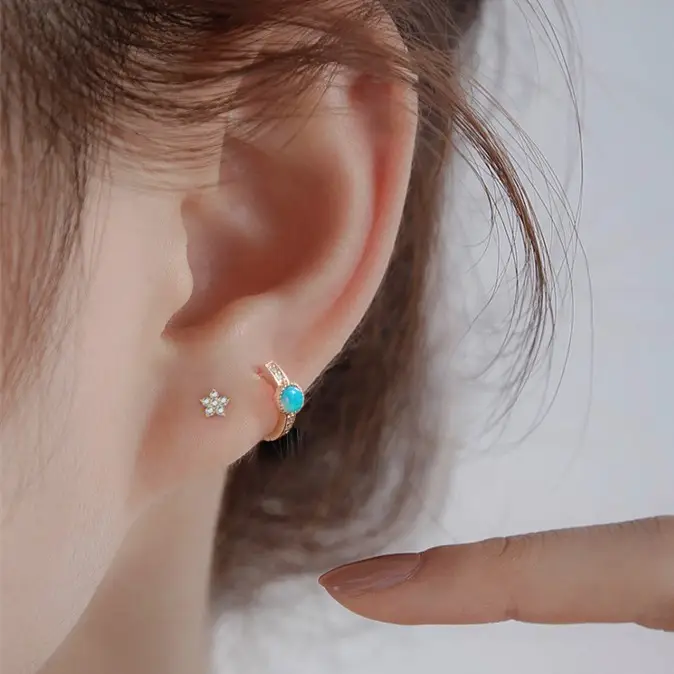 High-grade Opal Earrings Small Ear Ring Opal