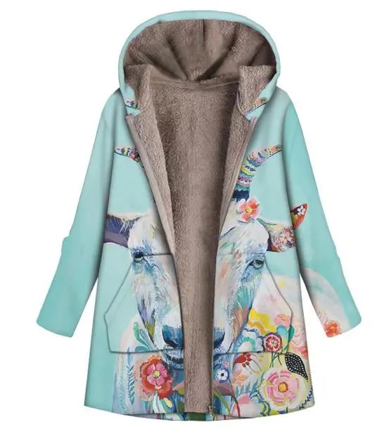 Hooded Cotton padded Clothes Loose Printed Long Sleeve Brushed Womenswear Figure 4 - Shop at LoveMi