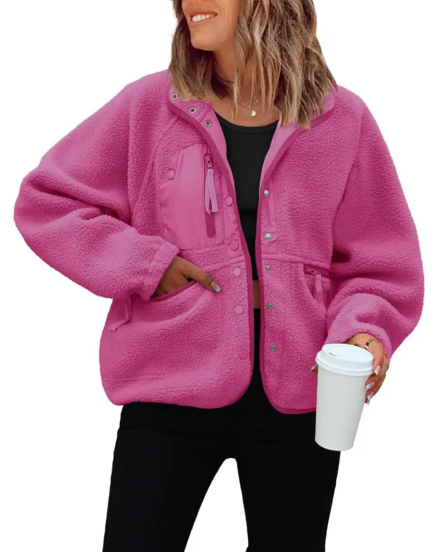 Polar Fleece Sports And Leisure Sweater Jacket Top Rose - Shop at LoveMi