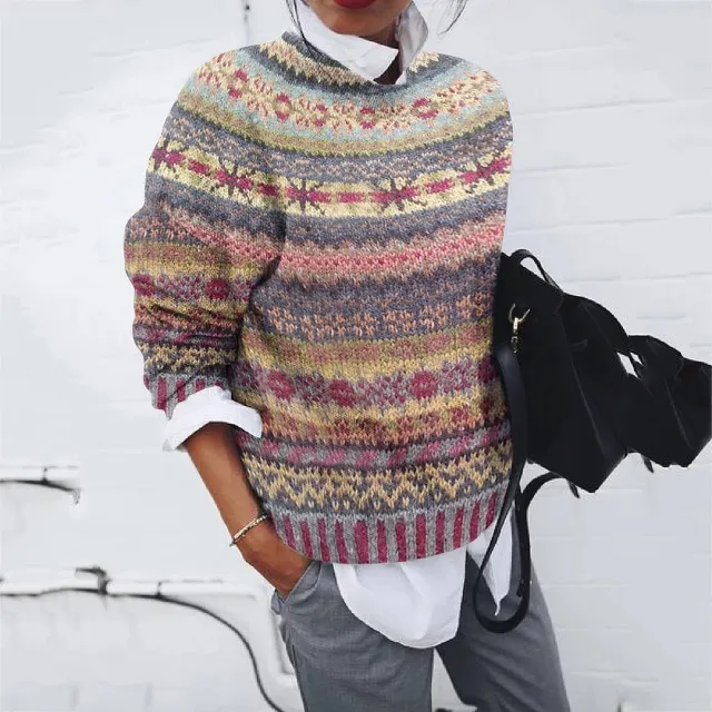 Pattern Women's Printed Wear Round Neck Soft Sweater Color 3Xl - Shop at LoveMi