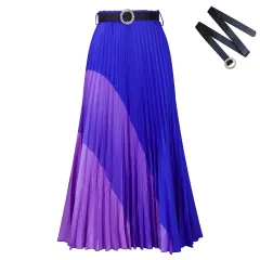 New Fashion Elastic Pleated Skirt Plus Size Foreign Trade A- Line Skirt - Purple Belt - View 1