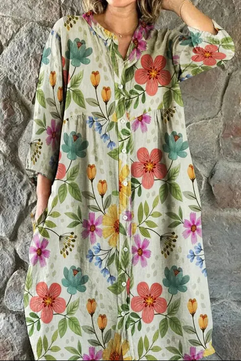 Women's Casual Long sleeved Printed Shirt Dress 2Style - Shop at LoveMi
