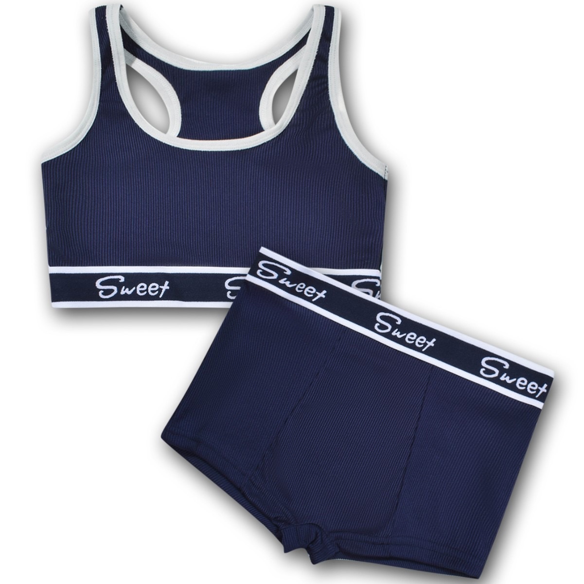 Cotton Wide-brimmed Letters Mid Waist Girl Sports Underwear Suit - Image 4