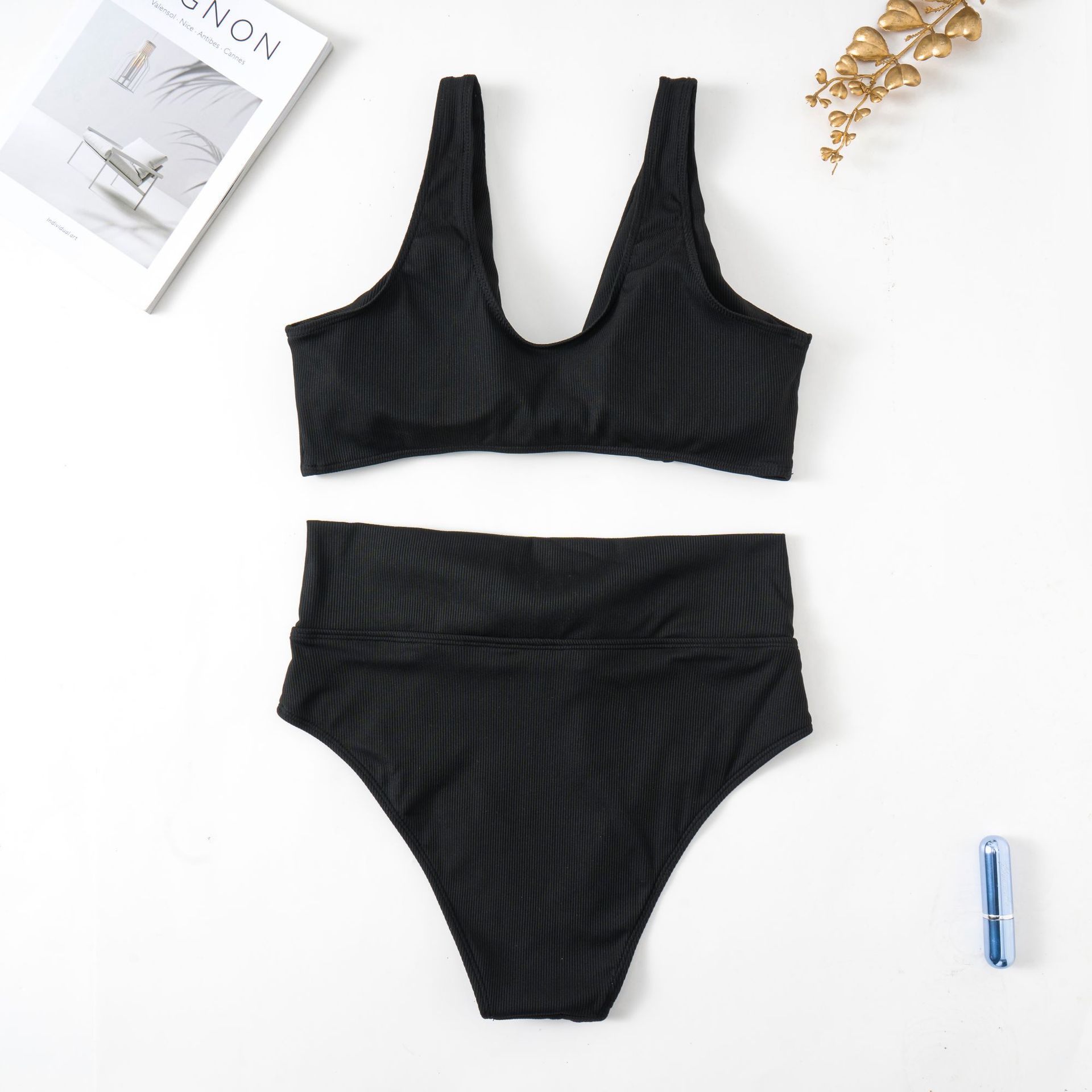 Women's Fashion Solid Color Knotted Swimsuit Set - Image 11