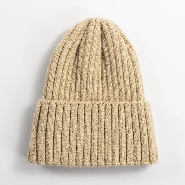 Knitted Hat Women's Korean style Versatile Solid Color Woolen Hat Women's Outdoor Thickened Warm Beanie Hat Beige - Shop at LoveMi