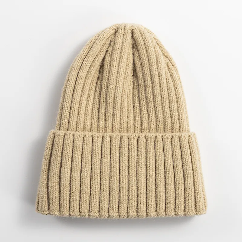 Knitted Hat Women's Korean-style Versatile Solid Color Woolen Hat Women's Outdoor Thickened Warm Beanie Hat - Beige