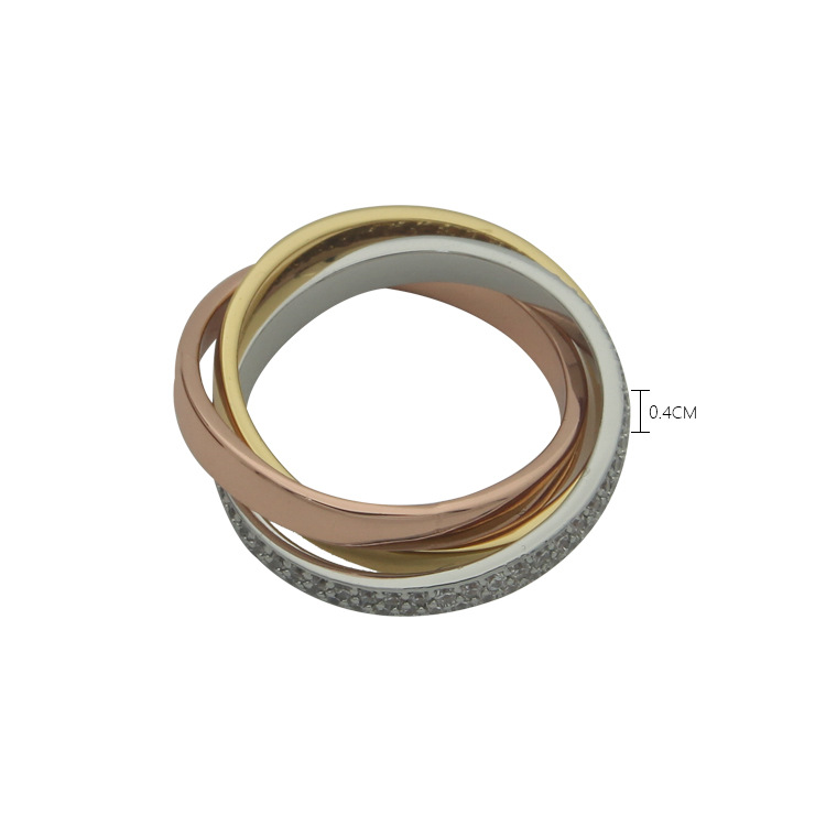 Three-color Three-ring Full Diamond Ring