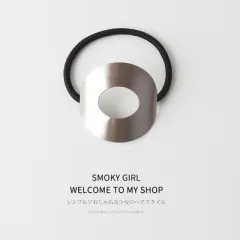 European And American Ins Cold Style Geometric Metal Brushed Hollow Hair Ring - Hollow Circle Silver - View 1