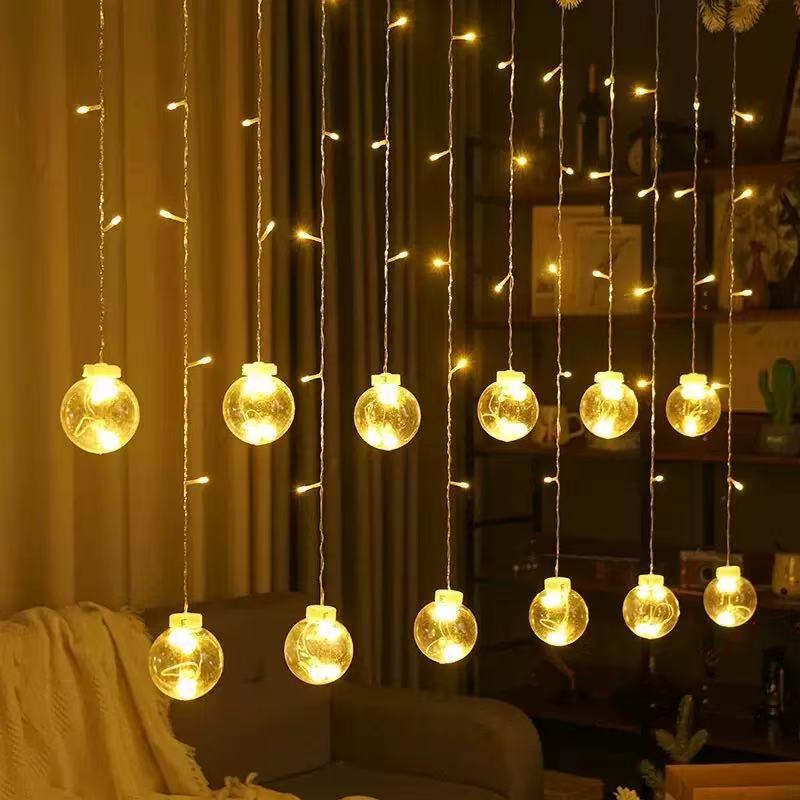Solar-Powered Wishing-Ball Curtain Lights