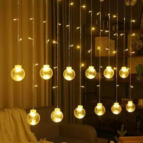 Solar-Powered Wishing-Ball Curtain Lights