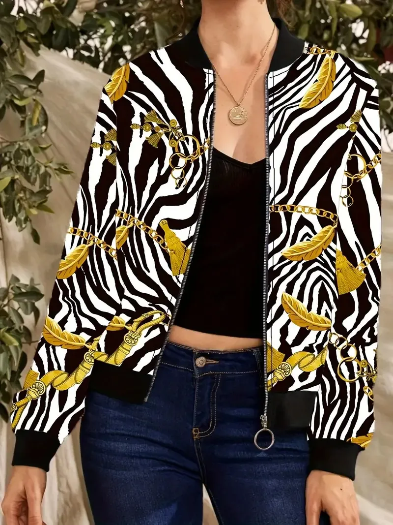 Loose Casual Thin Workwear Line Printed Jacket Top - G114Z132