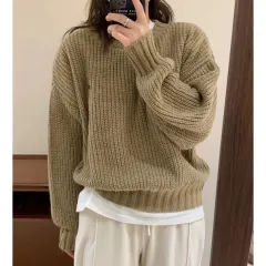 Japanese And Korean Lazy And Simple Women's Autumn And Winter Thick Pullover Sweater - Camel - View 1