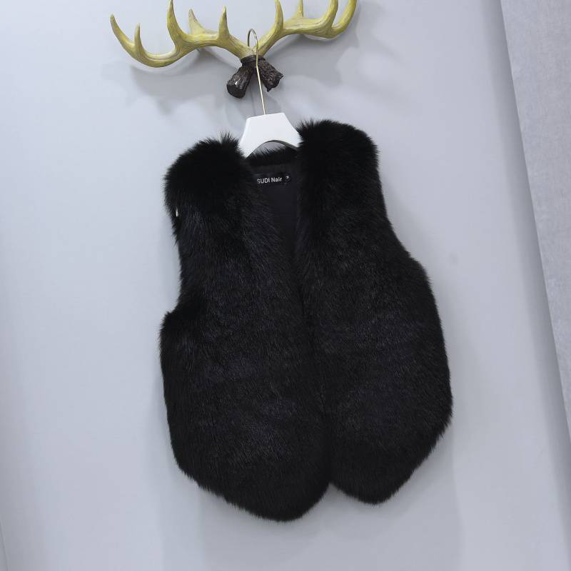 Leather Waistcoat Women's Autumn And Winter New All matching Sleeveless Waistcoat Outerwear Short Black - Shop at LoveMi