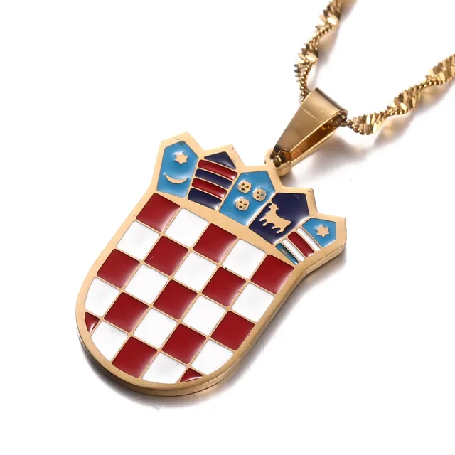 Flag Oil Drop Stainless Steel Necklace Gold 4649 - Shop at LoveMi