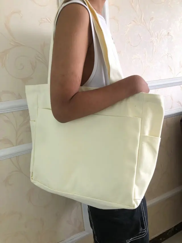 Denim Shoulder Bag Large Capacity Totes Beige - Shop at LoveMi