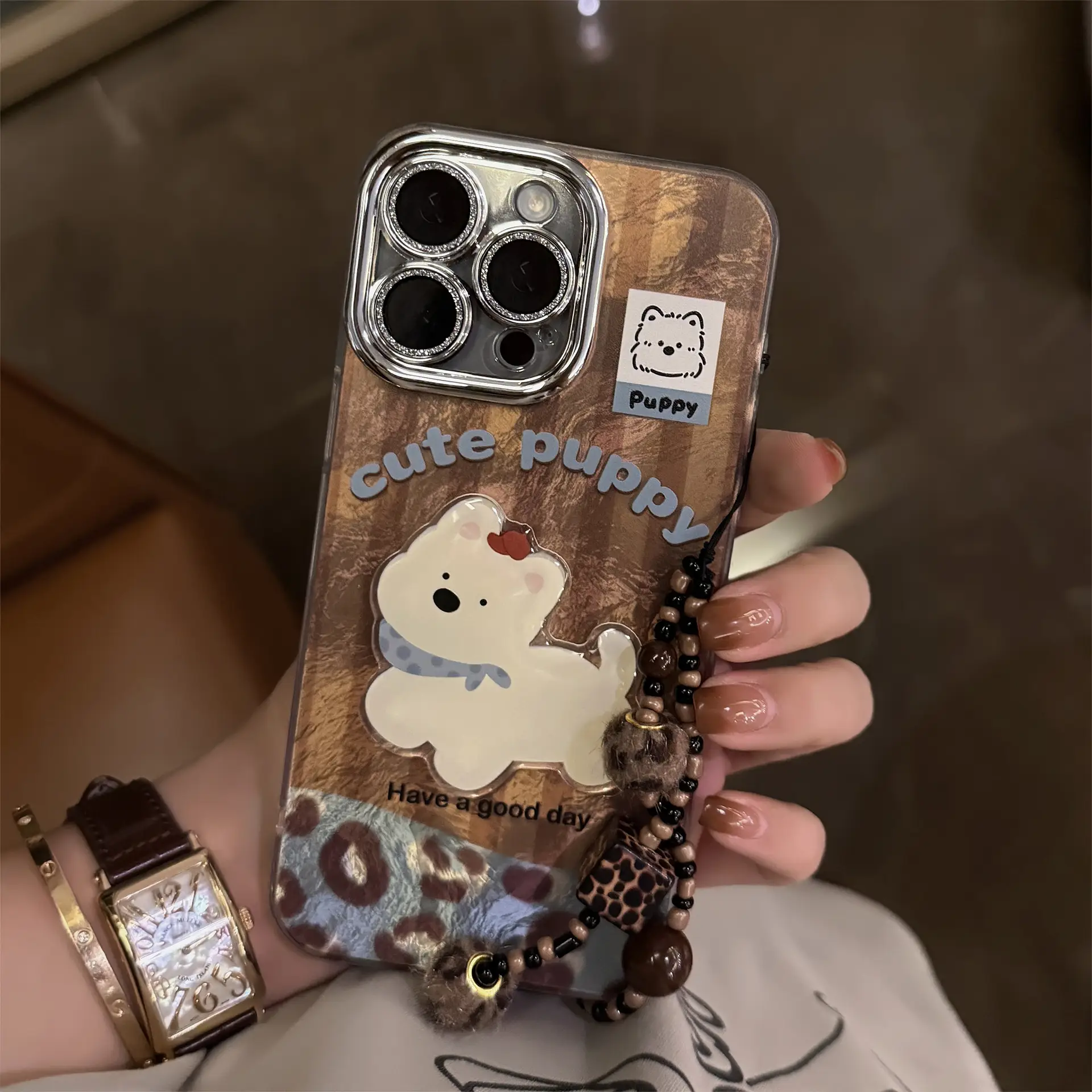 Phone Case Patchwork West Highland 13 Leopard Print Lanyard 14 Retro Glitter Powder