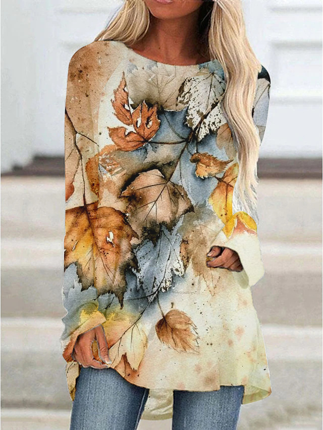 Women's 3D Digital Printing Mid-length Irregular Top