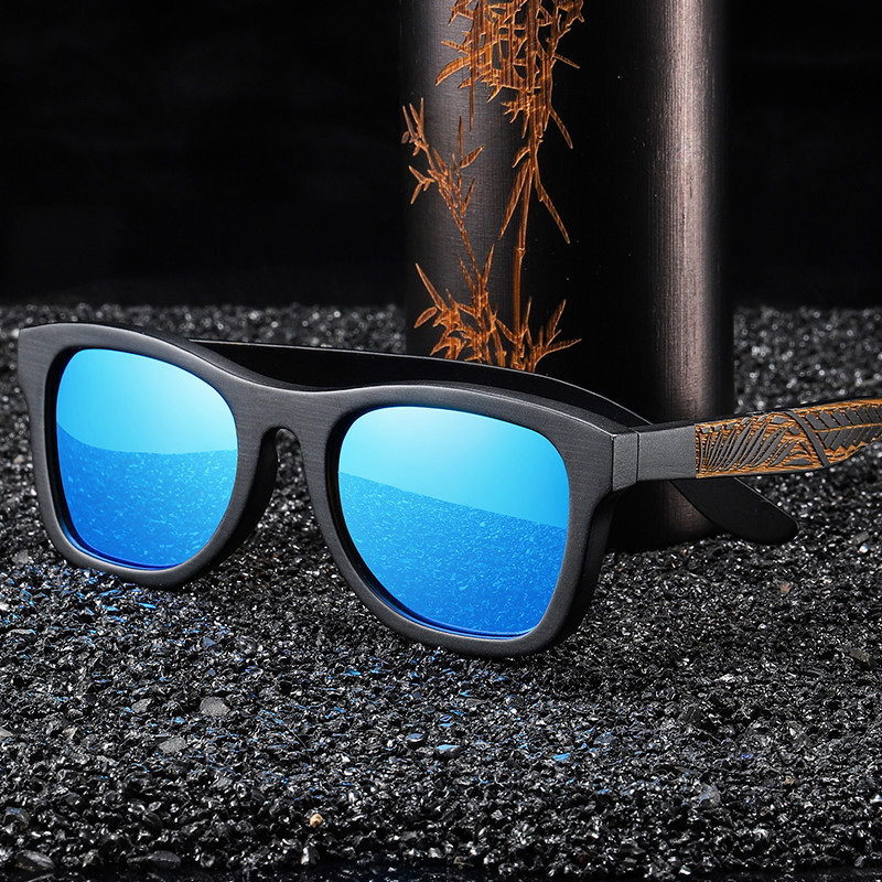 Bamboo Wood Glasses Brushed Black Frame Pattern Leg - Image 5