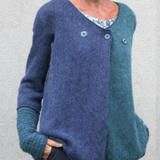 Women's Small Top Contrast Color Casual Knitted Top Blue - Shop at LoveMi
