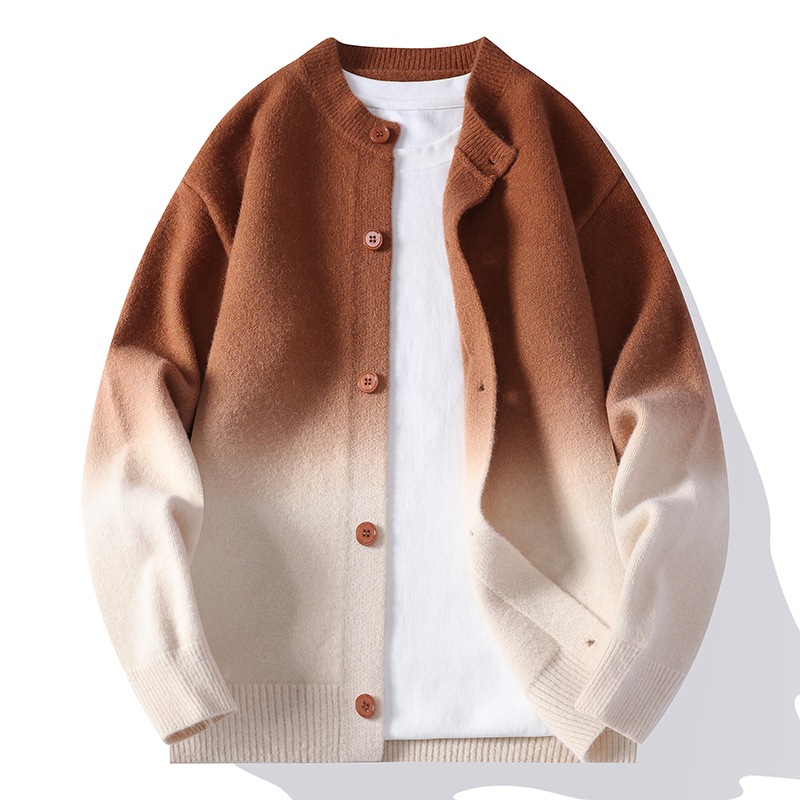 Gradient-knit Cardigan A Unisex Couple-matching Sweater With A Relaxed Casual Fit