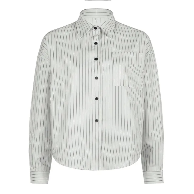 Niche Design Vertical Striped Loose Temperament Shirt Nwwgt20702 - Shop at LoveMi