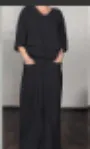 Solid Colour Round Neck Long Sleeve Casual Top Straight-leg Pants Two-piece Set - Black - View 1