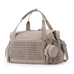Striped Handbag Large Capacity Travel - Brown - View 1